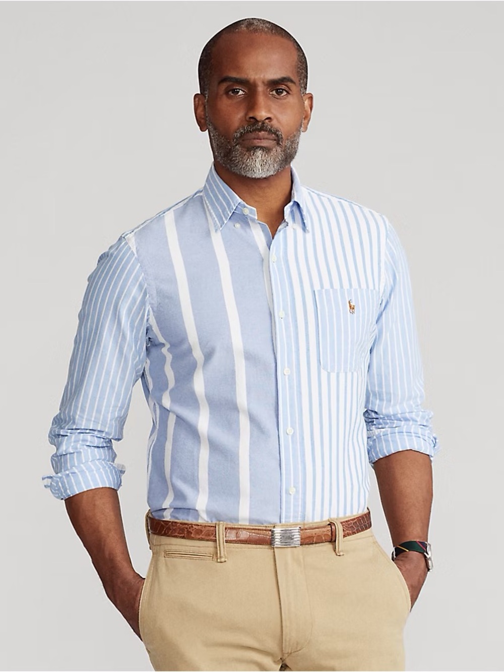 Polo Ralph Lauren Classic Fit Striped Oxford Blue Stripe Fun Shirt
